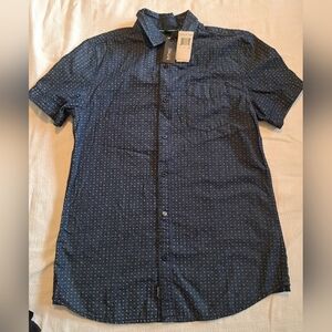 Buffalo David Bitton men's size Small printed denim shirt, blue & white soft NWT